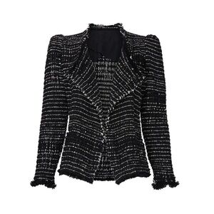 IRO Diana Black Tweed Open Front Jacket Sz.40 or L (flaw)